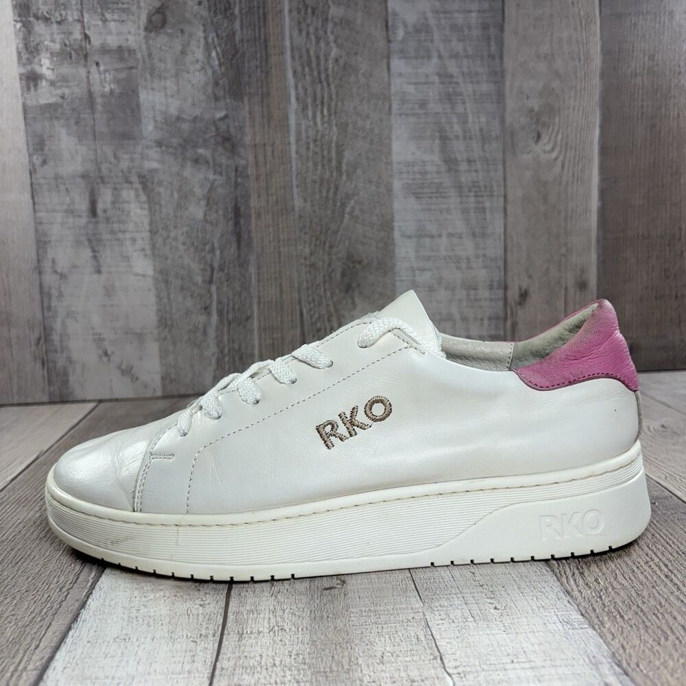 RKO Rylko Women's Size 7.5 Casual Sneakers Leather Lace Up Low Top Shoes White - Picture 6 of 15